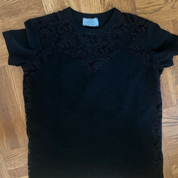 Stunning runway Prada Designer blouse shirt sexy lace design floral M - Picture 4 of 6